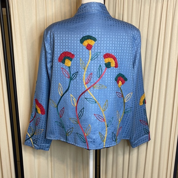 ALEX KIN- EMBROIDERED FLORAL BLAZER OR COAT SIZE LARGE RETRO STYLE - VINTAGE - Picture 8 of 14
